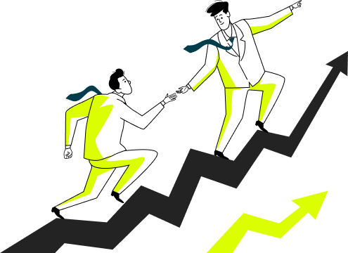 Growth illustration showing business partnership and upward trend
